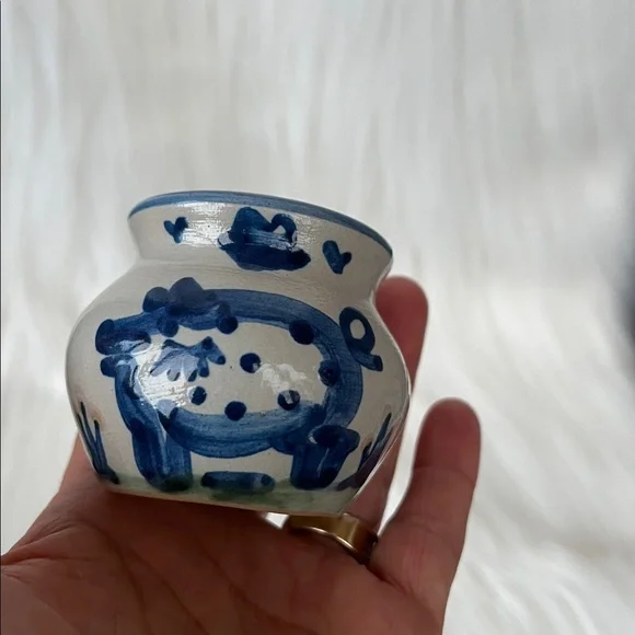 Vintage M.A. Hadley Mini Open Sugar Bowl Country Scene Blue - Picture 7 of 9
